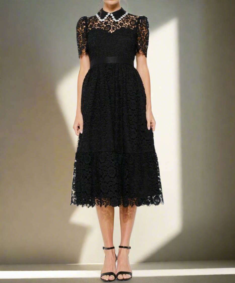 PEARL LACE VINTAGE MIDI DRESS