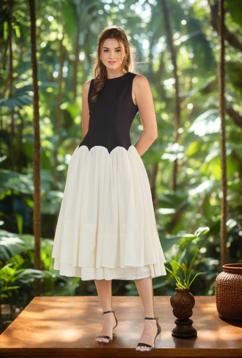 CAVIAR CREME MIDI DRESS