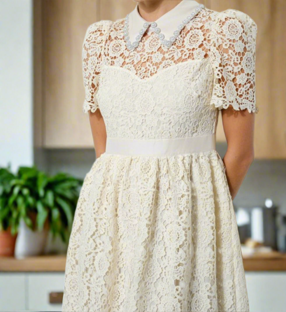 PEARL LACE VINTAGE MIDI DRESS