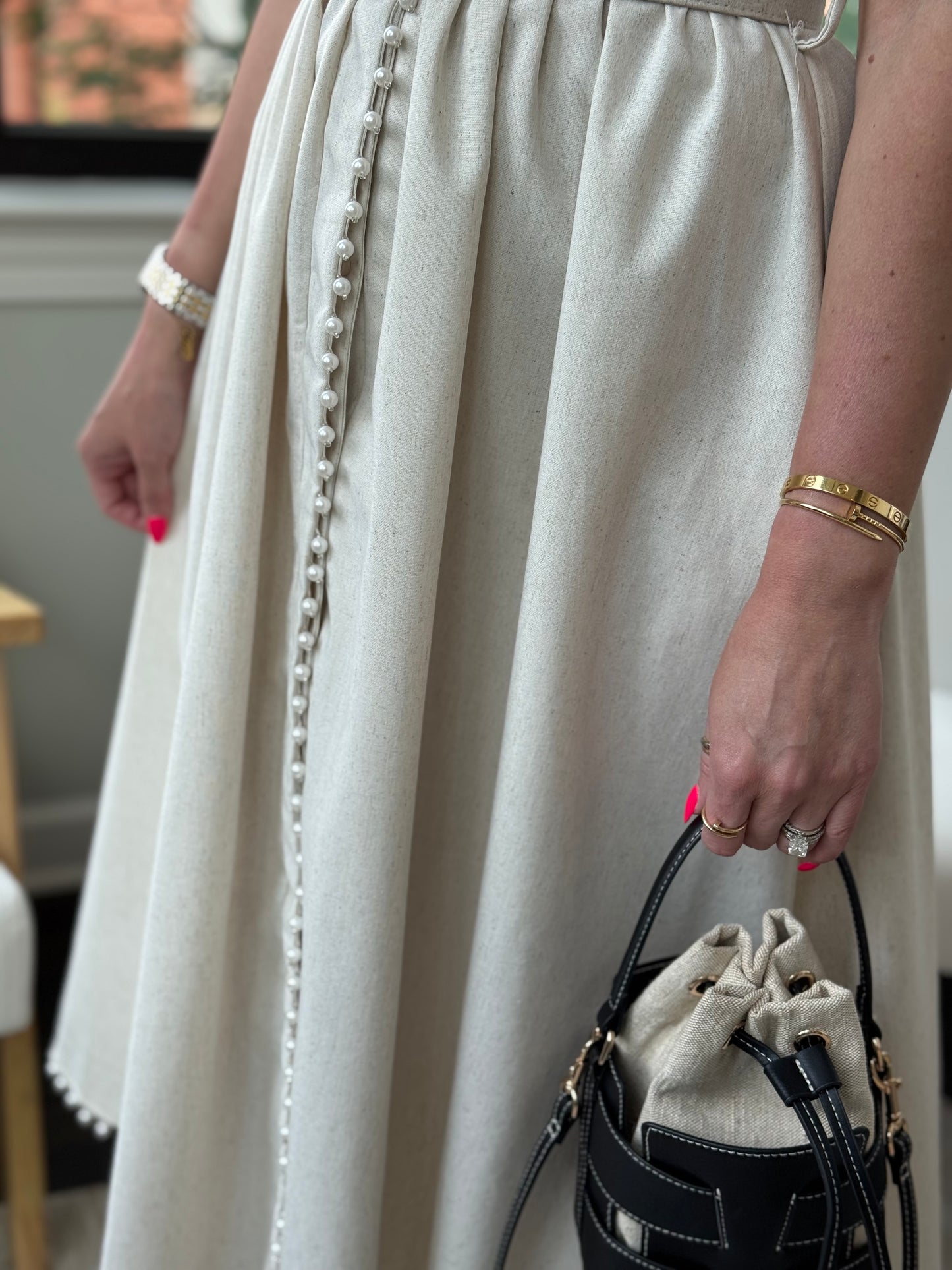 BELLE DE LIN PEARL MIDI DRESS