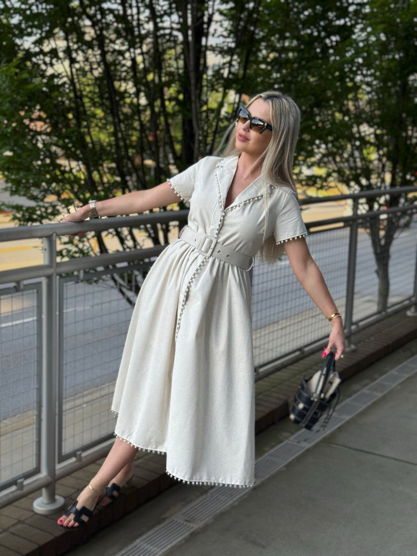 BELLE DE LIN PEARL MIDI DRESS