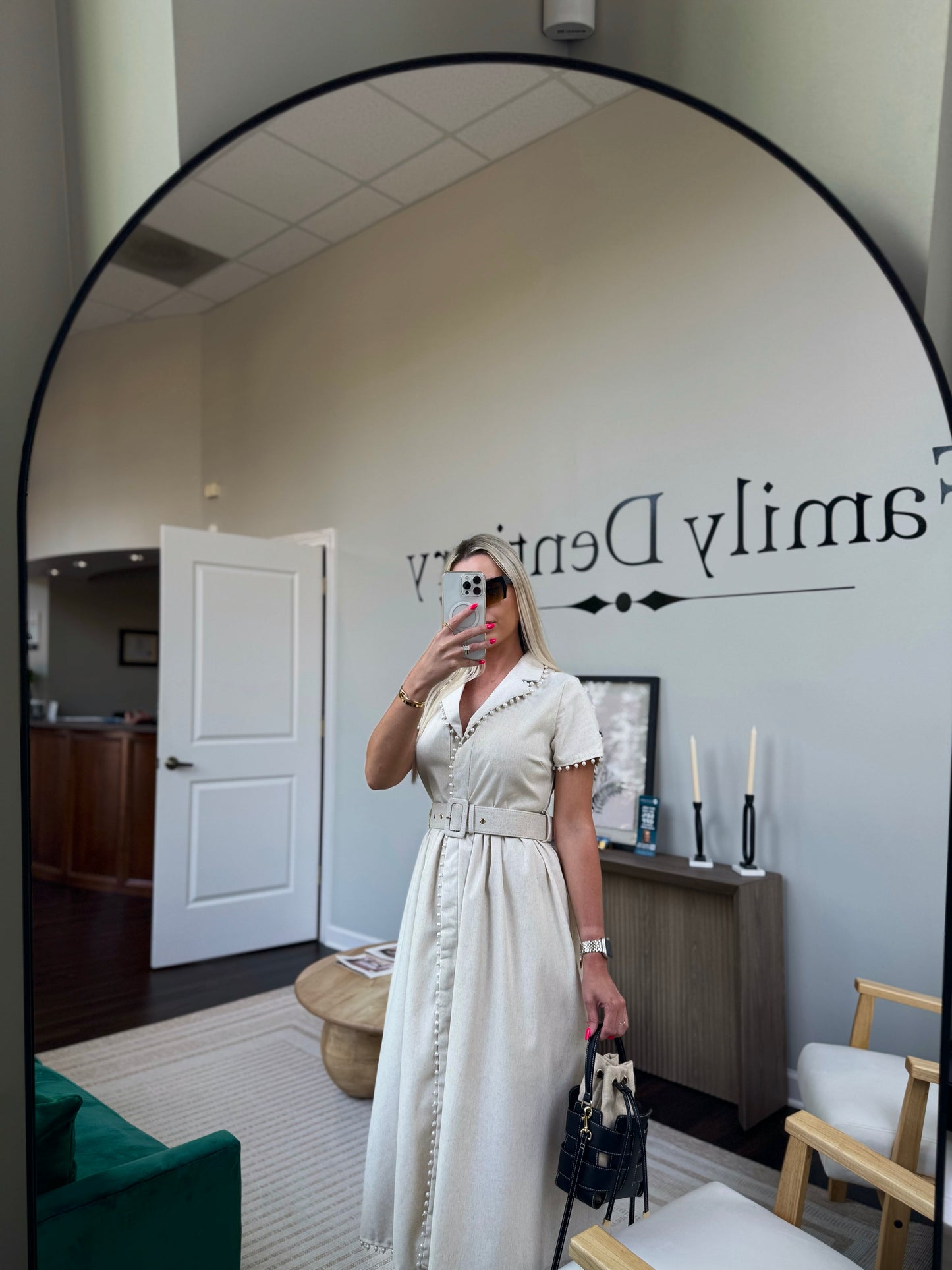 BELLE DE LIN PEARL MIDI DRESS