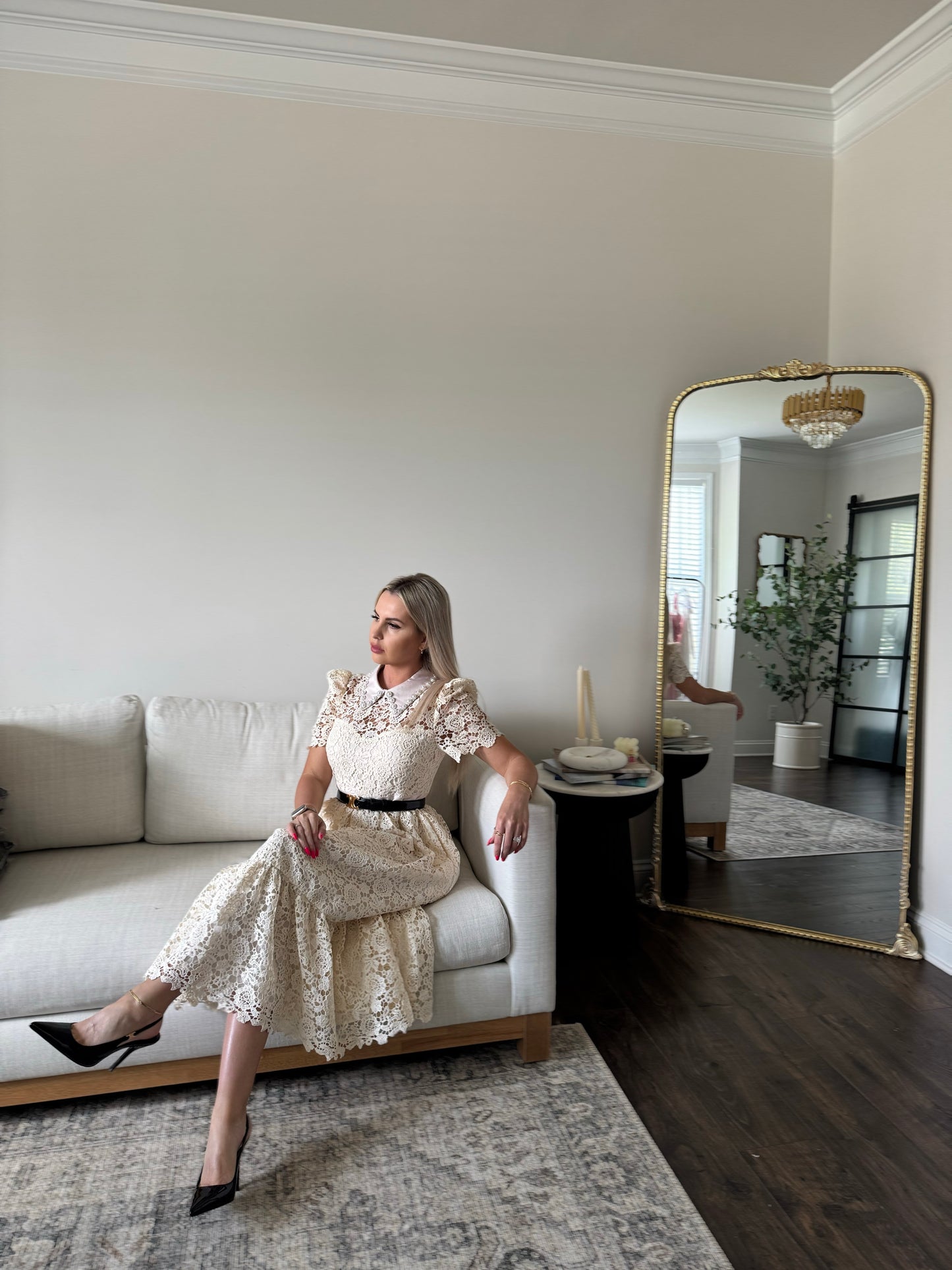 PEARL LACE VINTAGE MIDI DRESS