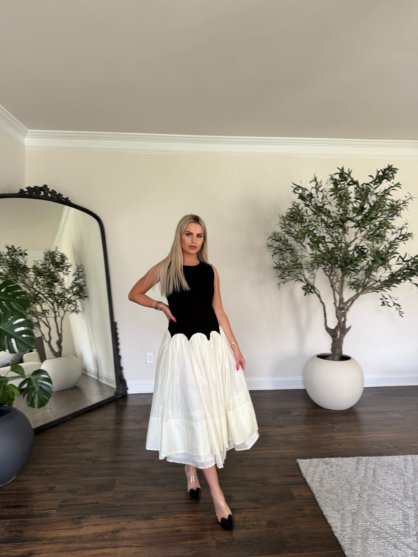 CAVIAR CREME MIDI DRESS