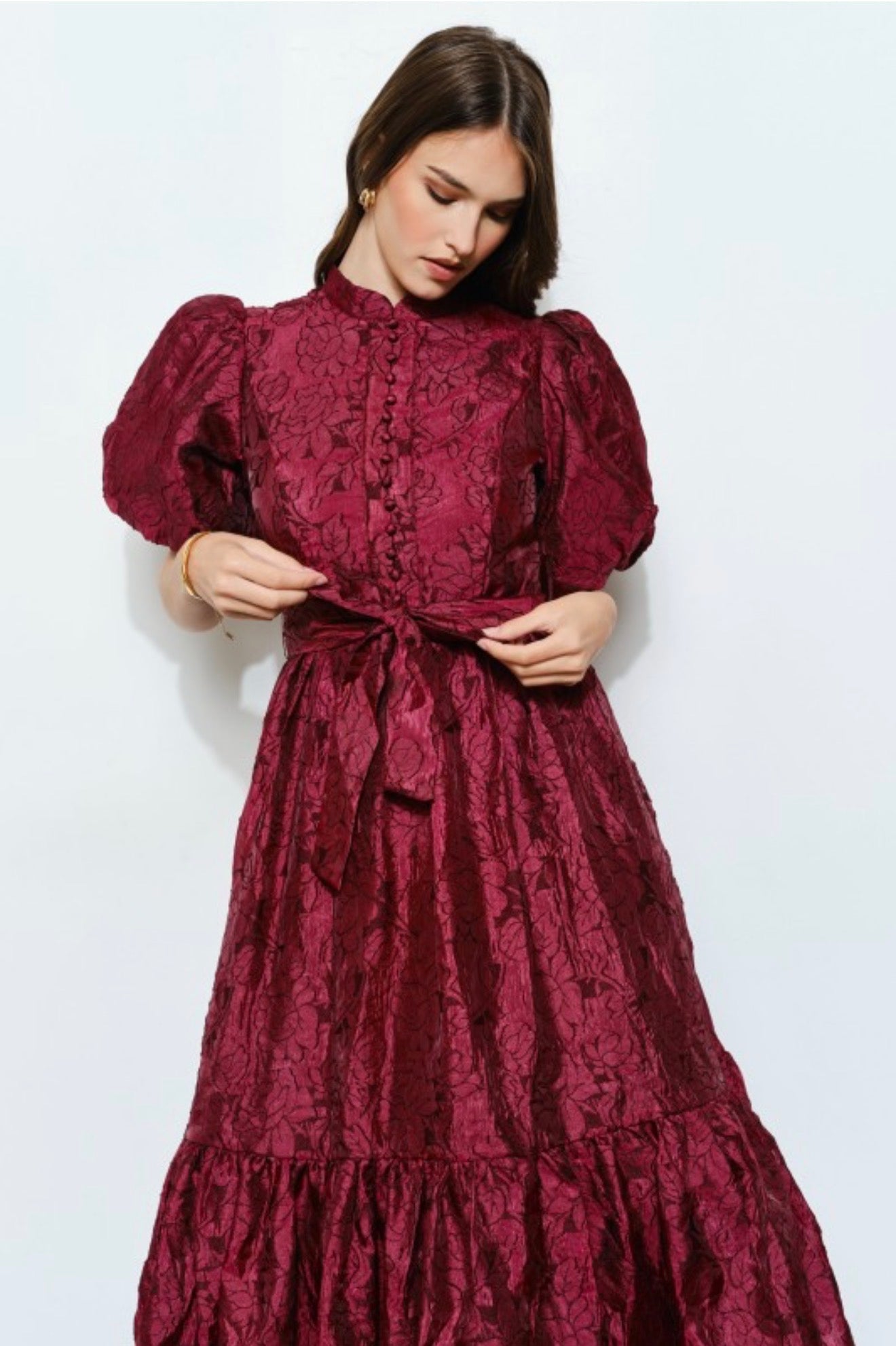 CRIMSON REVERIE MIDI DRESS