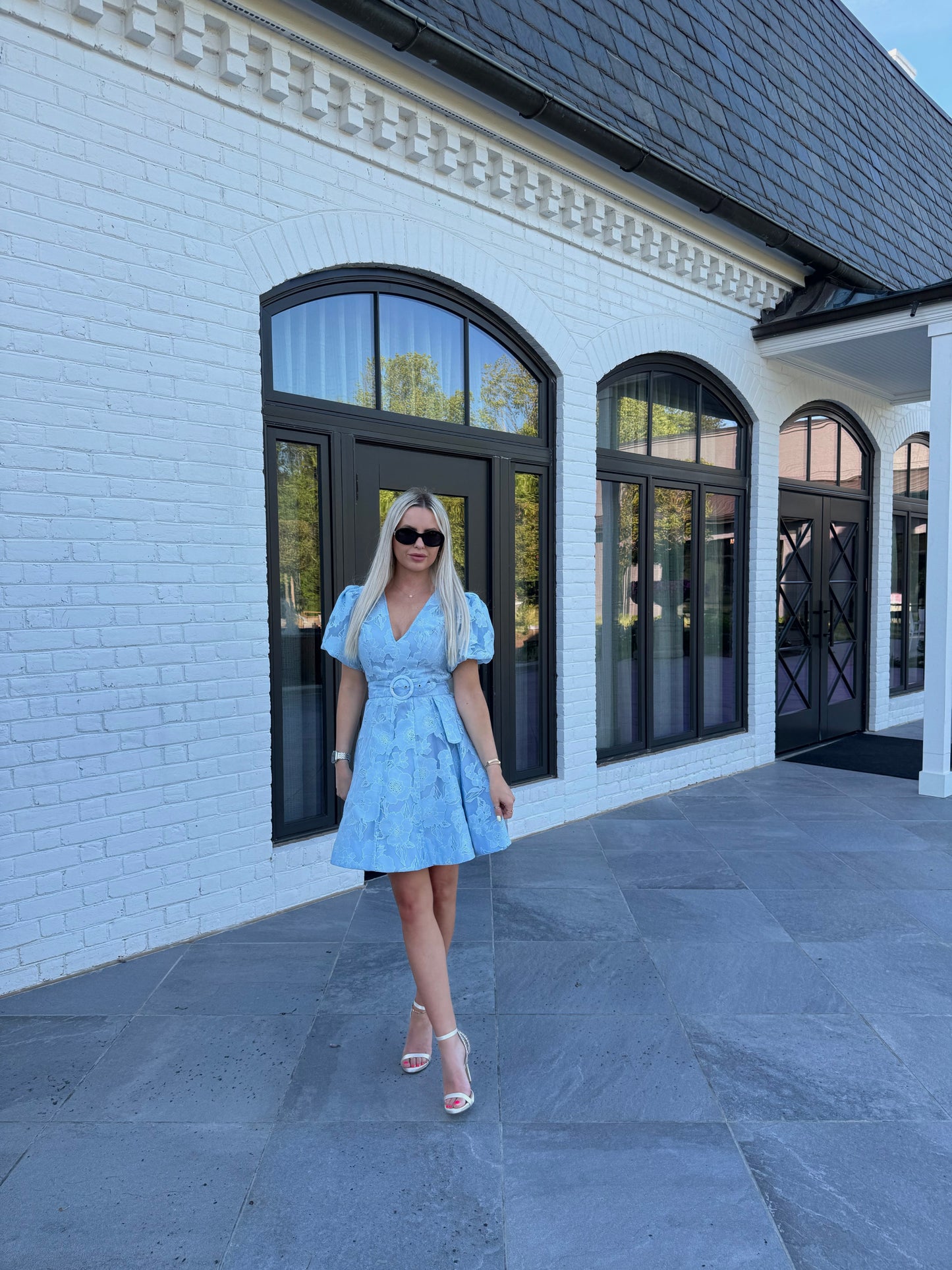 BLUEBELL FLORAL TEXTURED MINI DRESS