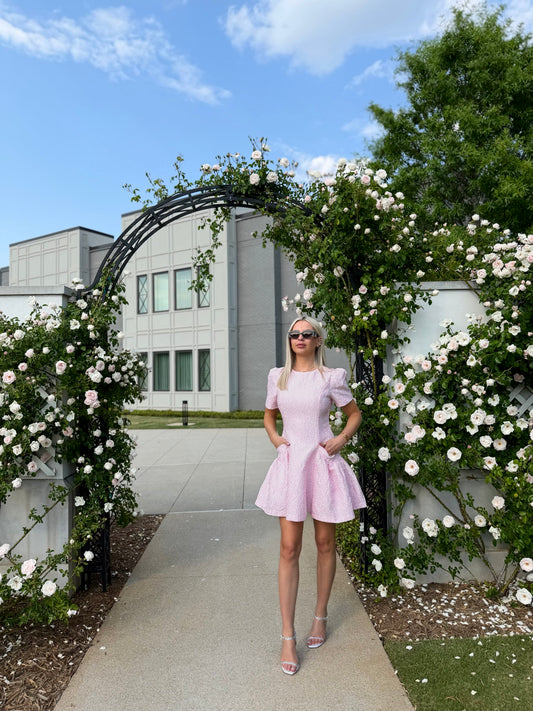 POWDER PINK POISE MINI DRESS