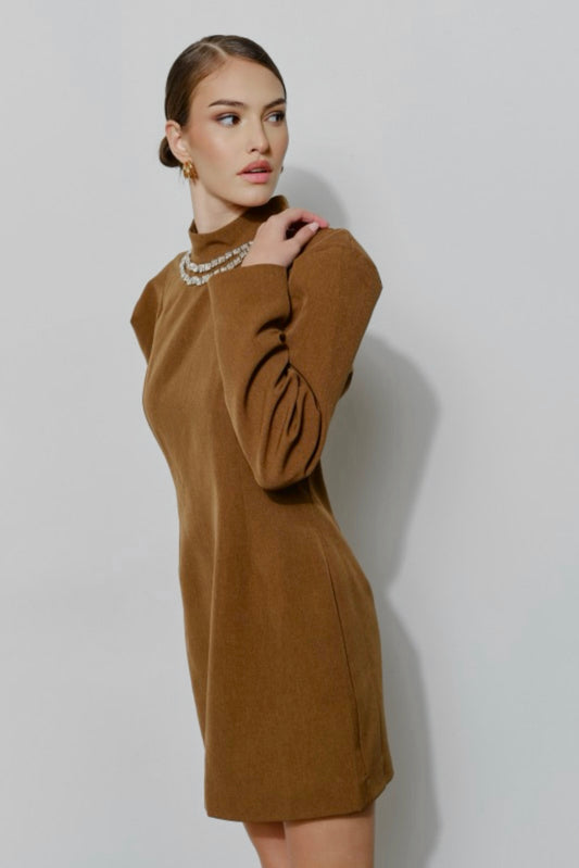 MOCHA OXFORD ELITE MINI DRESS