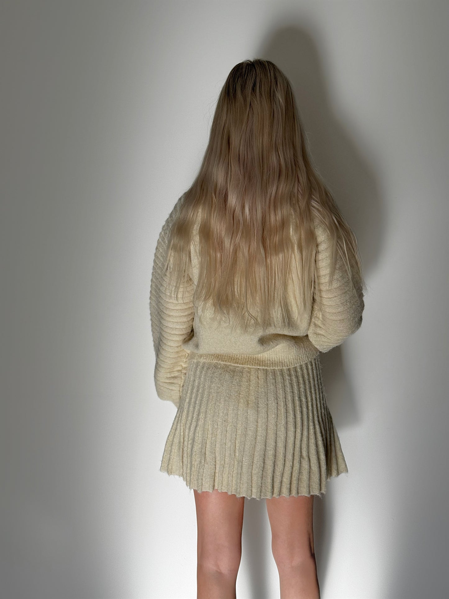 GABRIELLE SWEATER AND MINI SKIRT SET IN CREAM
