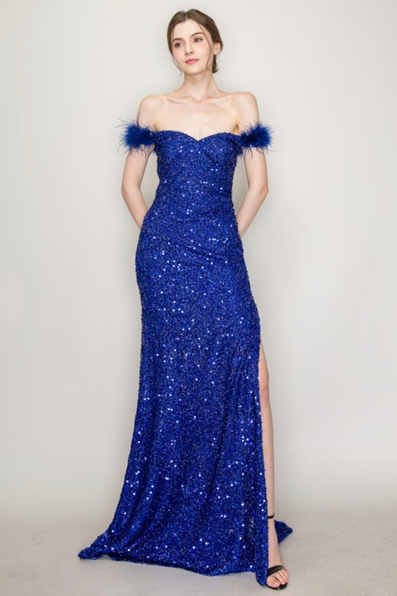 ROYAL SAPPHIRE SEQUIN MAXI DRESS