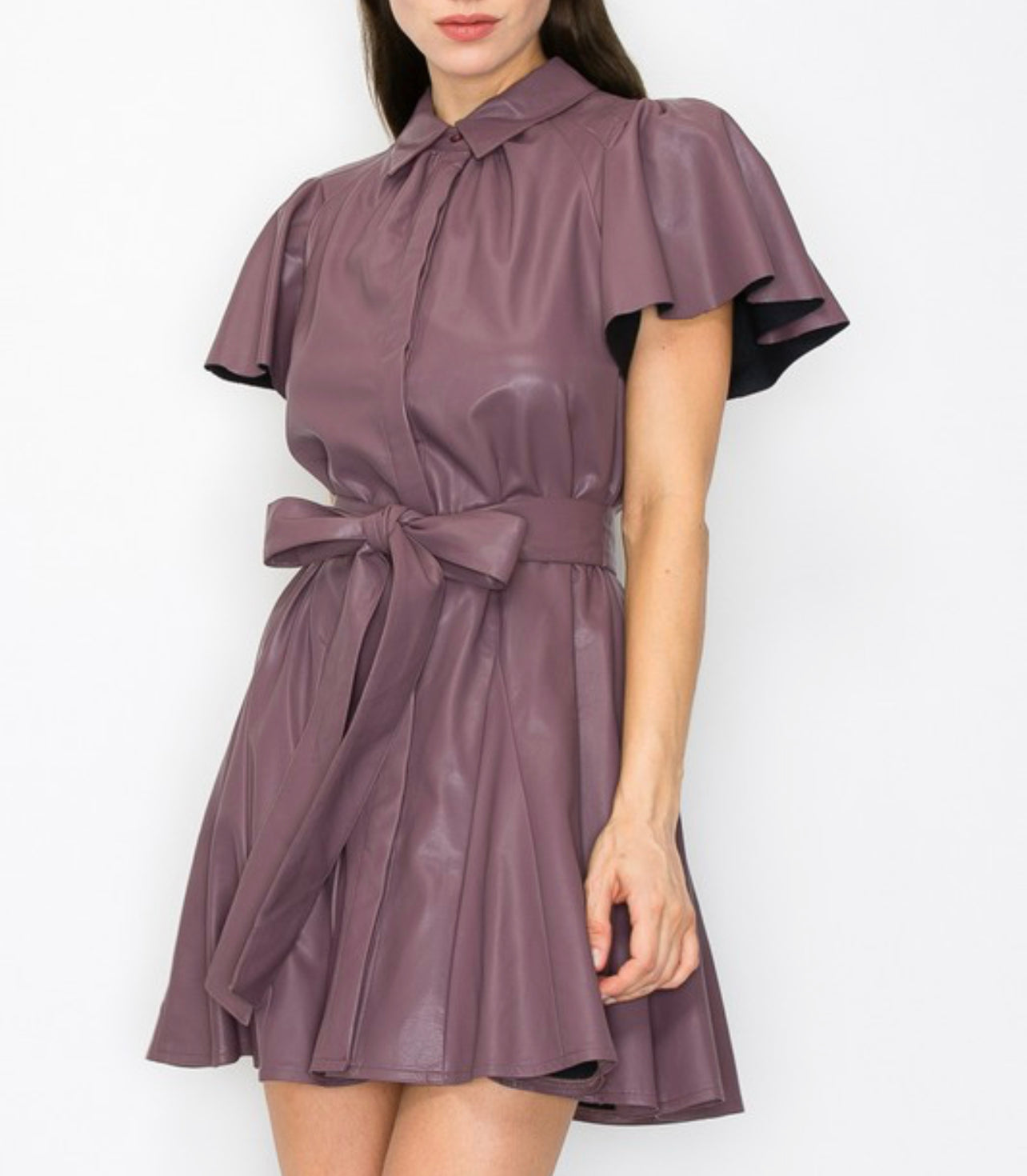 SYRAH FAUX LEATHER MINI DRESS