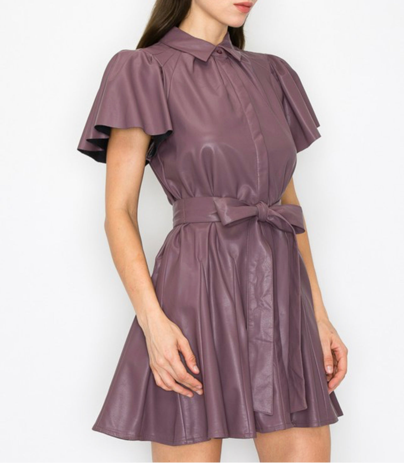 SYRAH FAUX LEATHER MINI DRESS
