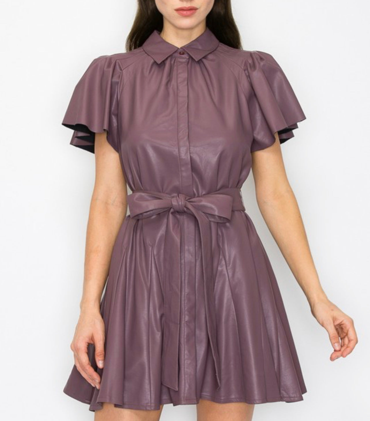 SYRAH FAUX LEATHER MINI DRESS