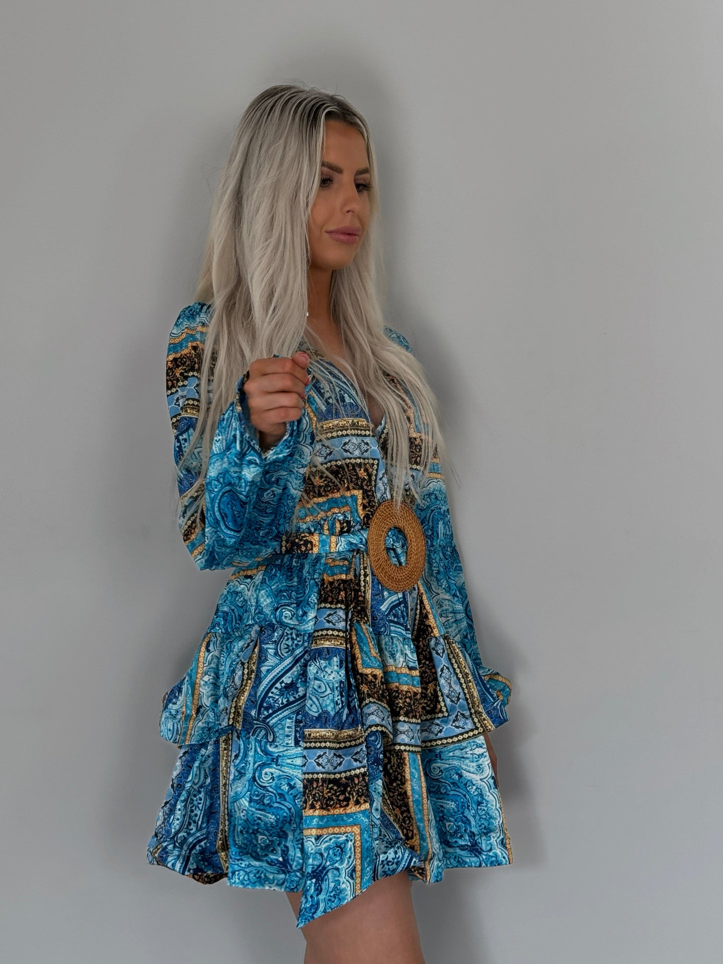 GENEVA MINI DRESS IN BLUE