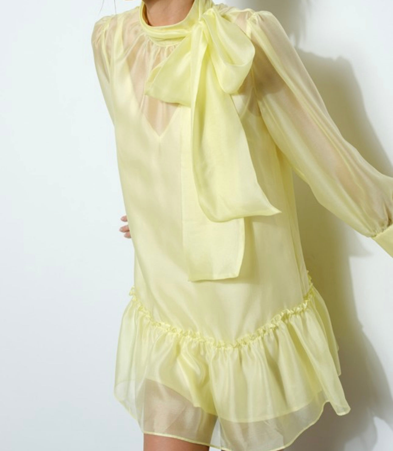 BUTTERY YELLOW CHIFFON SHEET MINI DRESS