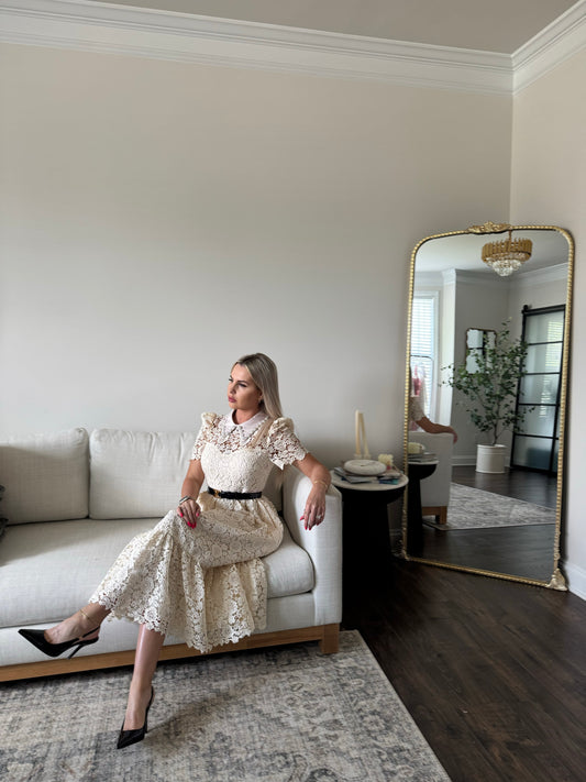 PEARL LACE VINTAGE MIDI DRESS
