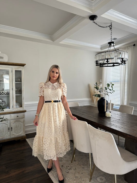 PEARL LACE VINTAGE MIDI DRESS