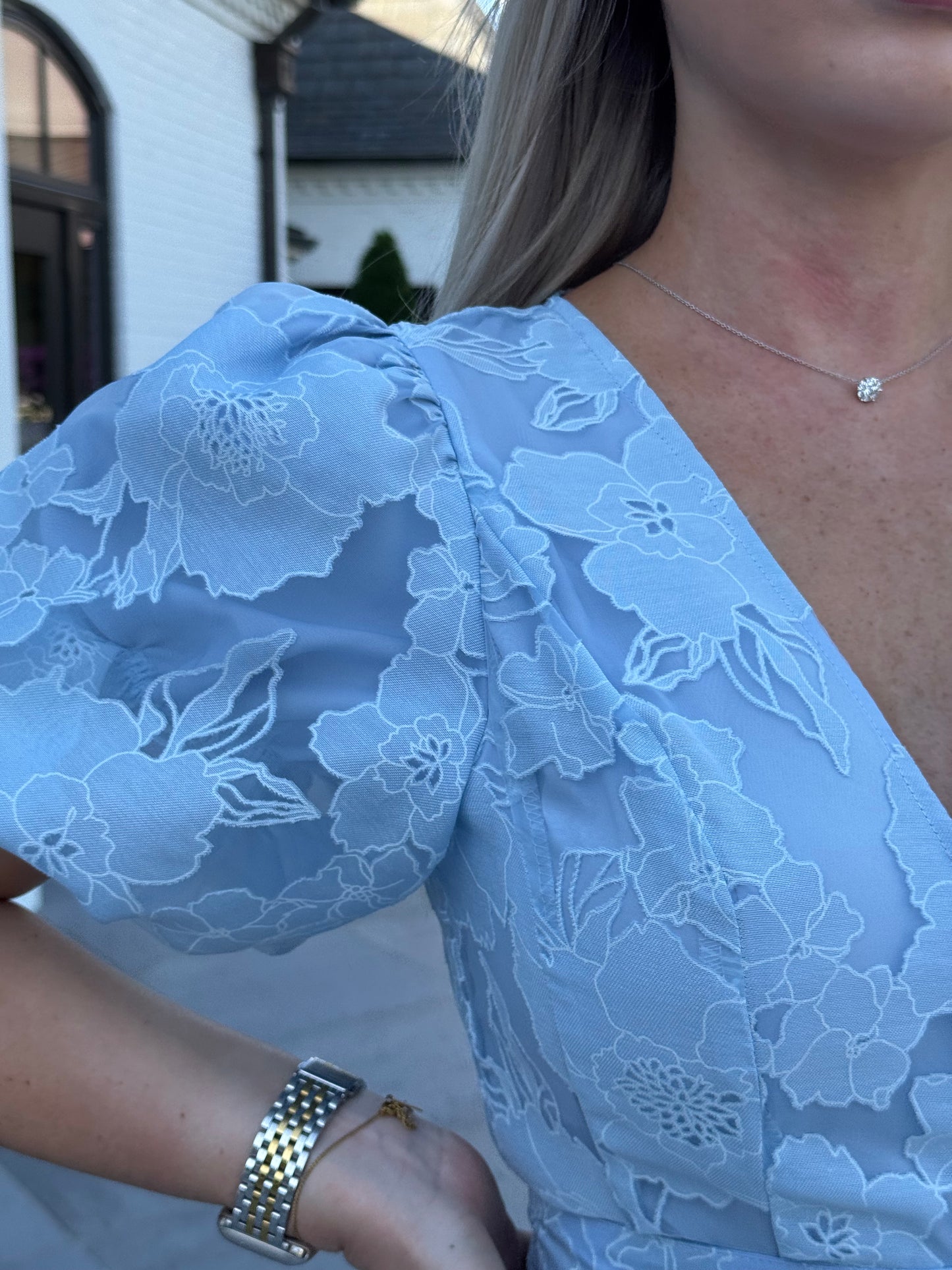 BLUEBELL FLORAL TEXTURED MINI DRESS