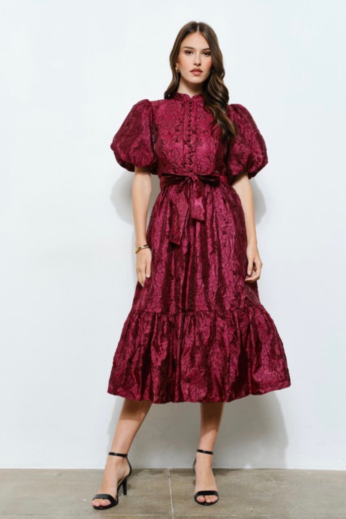 CRIMSON REVERIE MIDI DRESS