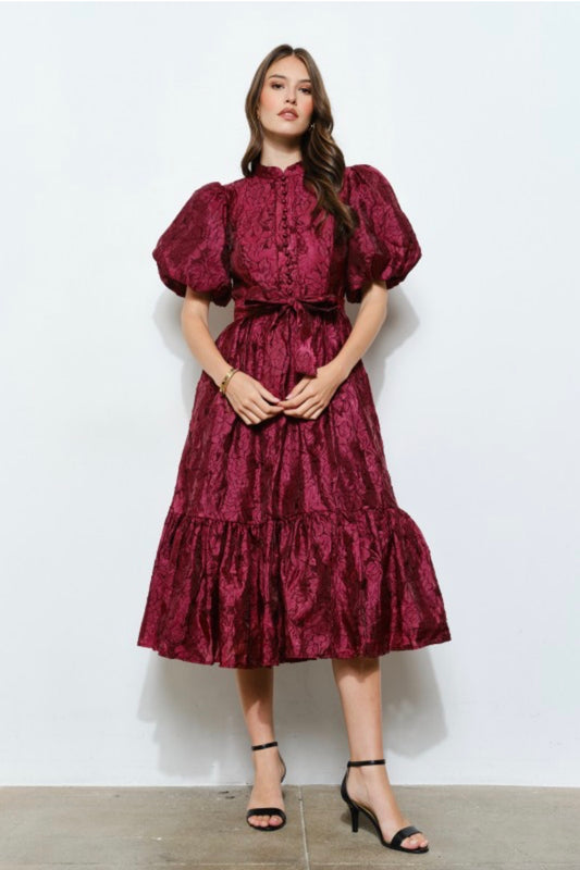 CRIMSON REVERIE MIDI DRESS