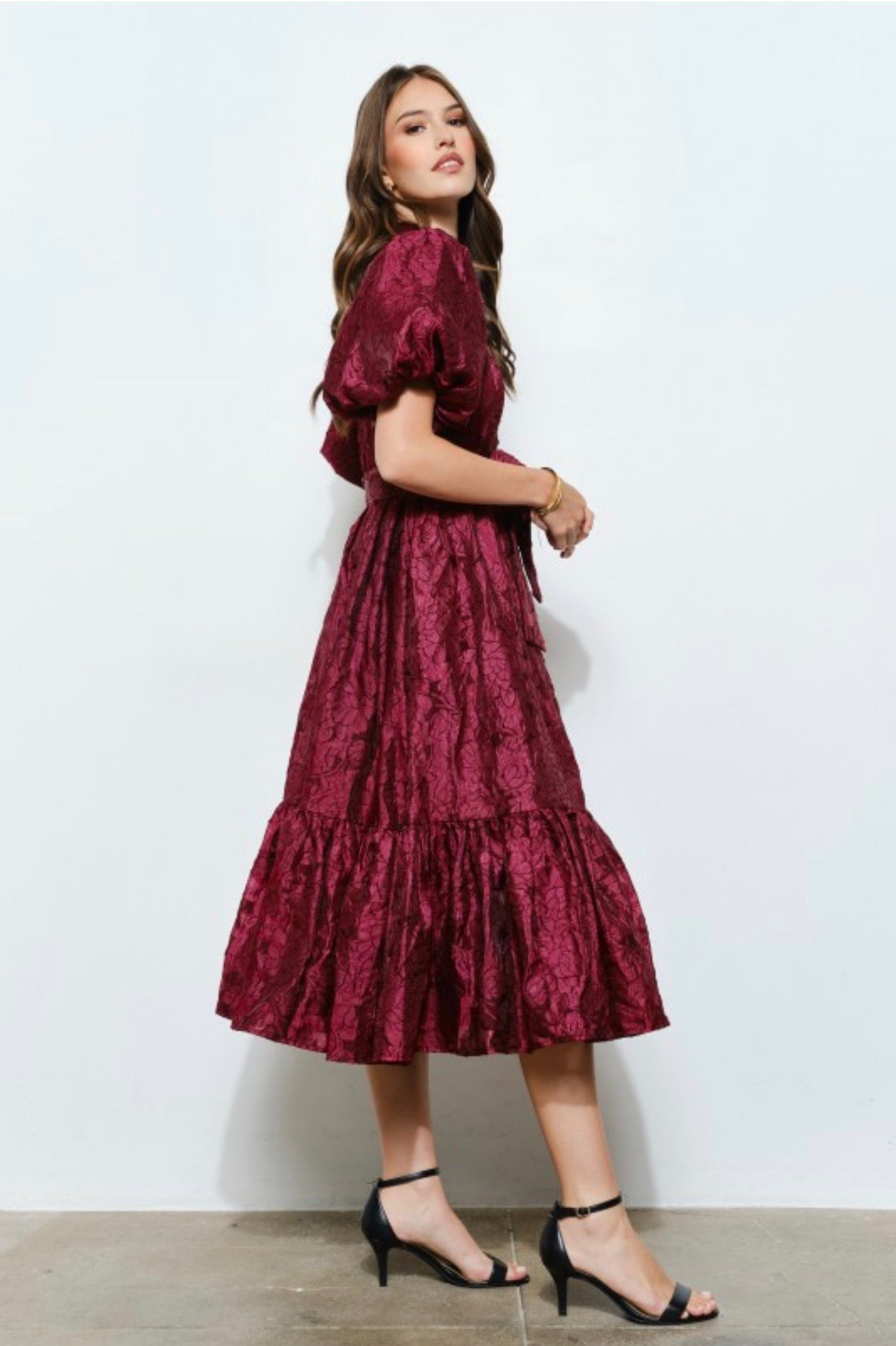 CRIMSON REVERIE MIDI DRESS