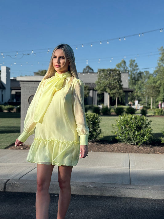 BUTTERY YELLOW CHIFFON SHEET MINI DRESS