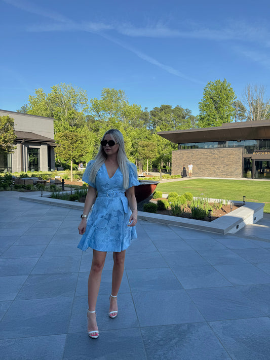 BLUEBELL FLORAL TEXTURED MINI DRESS