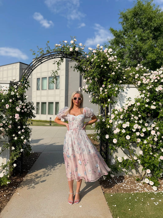 BLUSH SECRET GARDEN MIDI DRESS