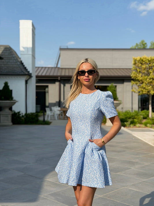 POWDER  BLUE POISE MINI DRESS