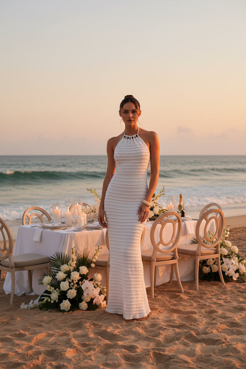 ADALEE RUFFLE TEXTURE MAXI DRESS