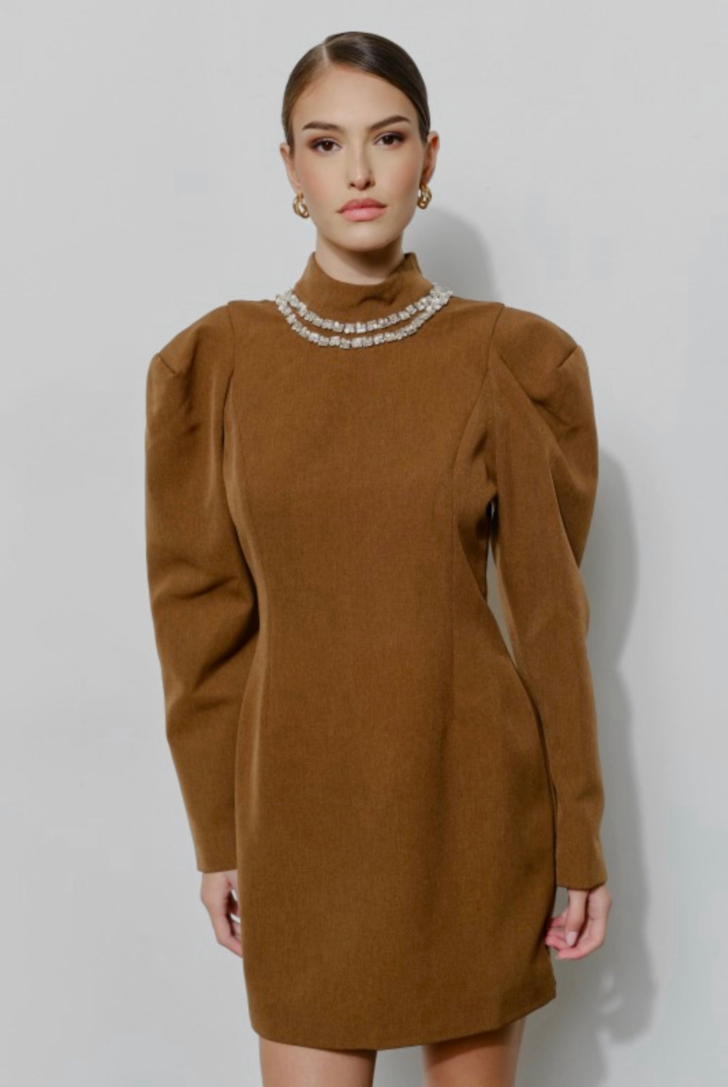 MOCHA OXFORD ELITE MINI DRESS