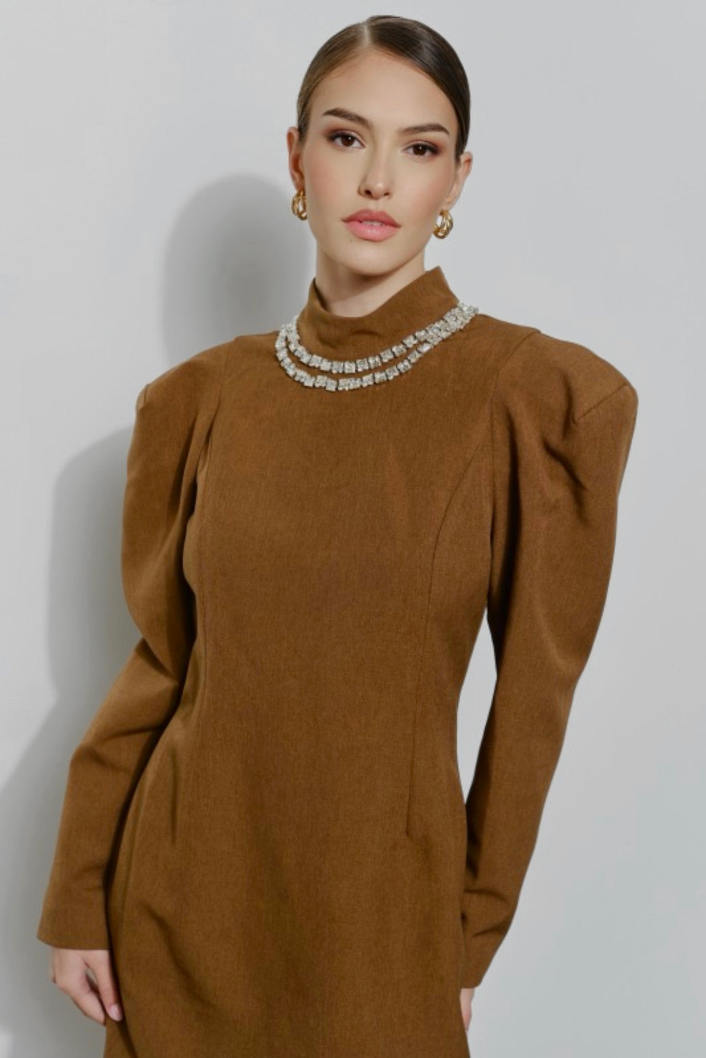 MOCHA OXFORD ELITE MINI DRESS