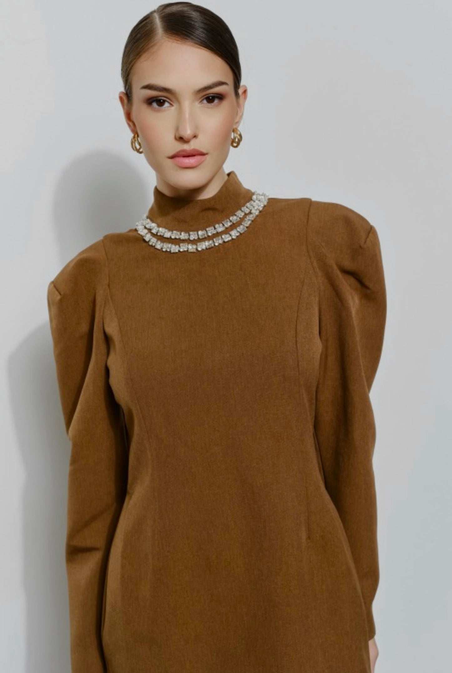 MOCHA OXFORD ELITE MINI DRESS