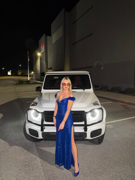 ROYAL SAPPHIRE SEQUIN MAXI DRESS